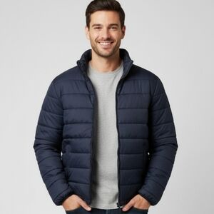 Duluth Trading Co Mens Insulated Nylon Puffer Coat Jacket Packable EUC Blue 2XL